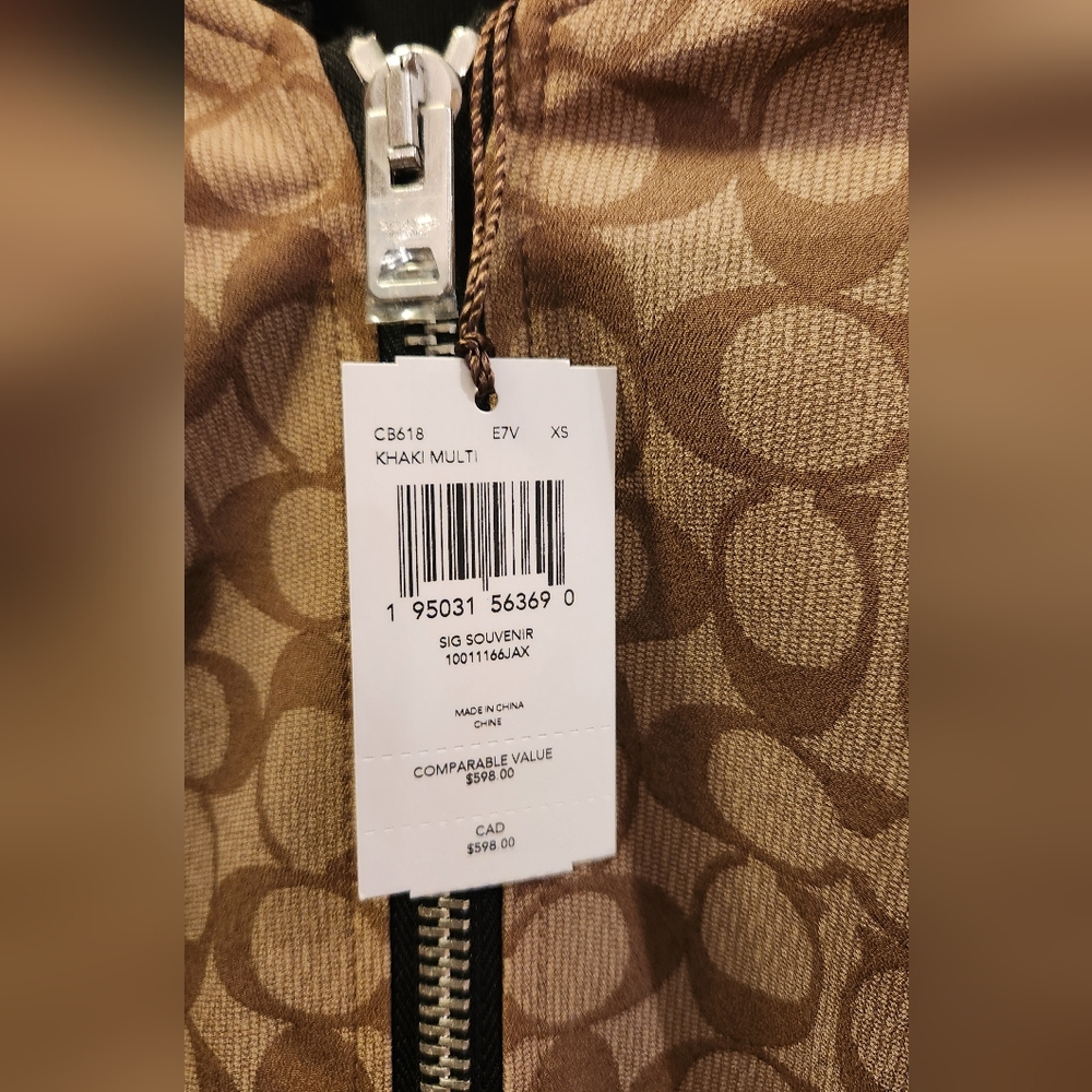 Coach Signature Souvenir Bomber Jacket Khaki NWT - Picture 6 of 10